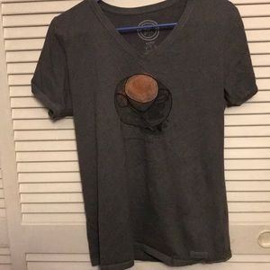 Life is Good Grey Coffee Cup V-Neck Shirt